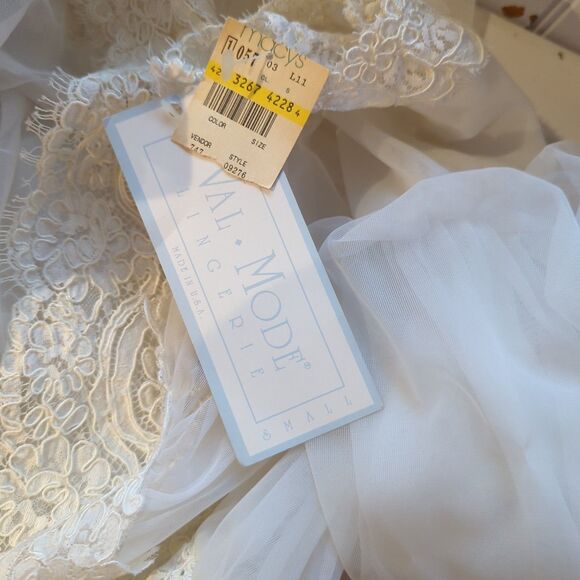 Vintage VAL MODE LINGERIE Nightgown Open Robe Small White Sheer Lace Wedding - Picture 7 of 8
